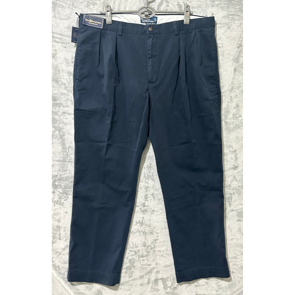 Polo Ralph‎ Lauren Ethan Pant Mens 40x30 Pleated Front Chino Cotton Blend - Flaw